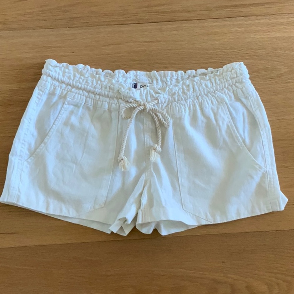 Roxy drawstring shorts in off-white